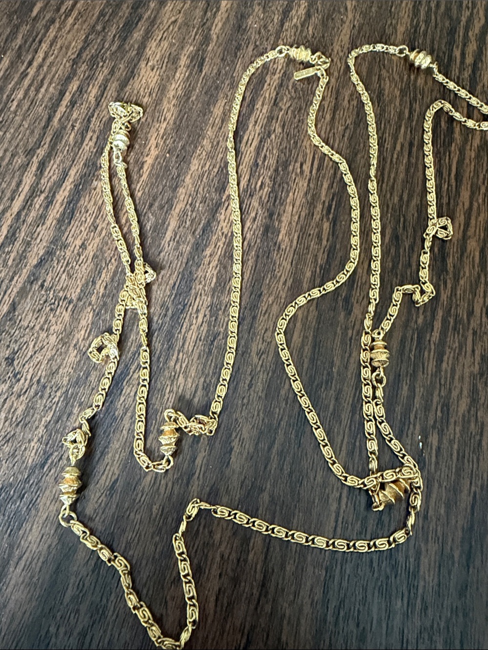 Monet Gold-Tone 28” vintage Decorative Link Long Necklace